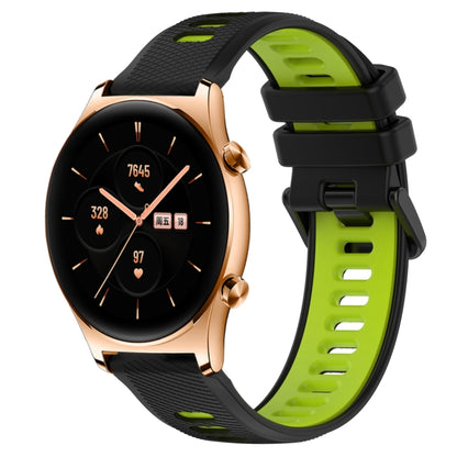 For Honor Watch GS 3 22mm Sports Two-Color Silicone Watch Band(Black+Green) - Smart Wear by PMC Jewellery | Online Shopping South Africa | PMC Jewellery