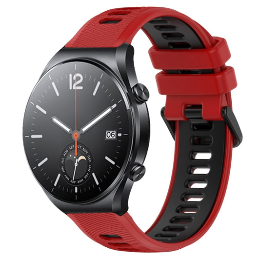 For Xiaomi MI Watch S1 22mm Sports Two-Color Silicone Watch Band(Red+Black) - Smart Wear by PMC Jewellery | Online Shopping South Africa | PMC Jewellery