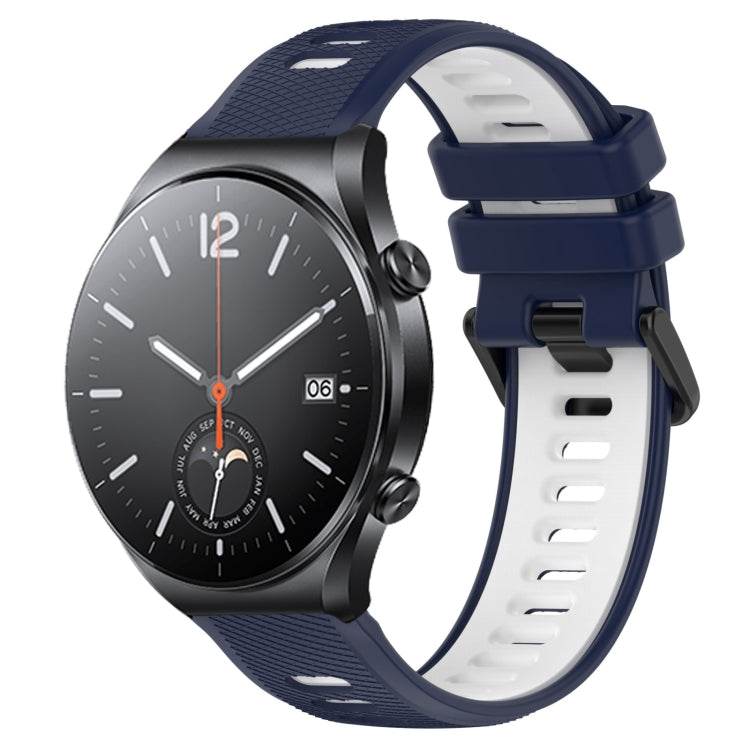 For Xiaomi MI Watch S1 22mm Sports Two-Color Silicone Watch Band(Midnight Blue+White) -  by PMC Jewellery | Online Shopping South Africa | PMC Jewellery