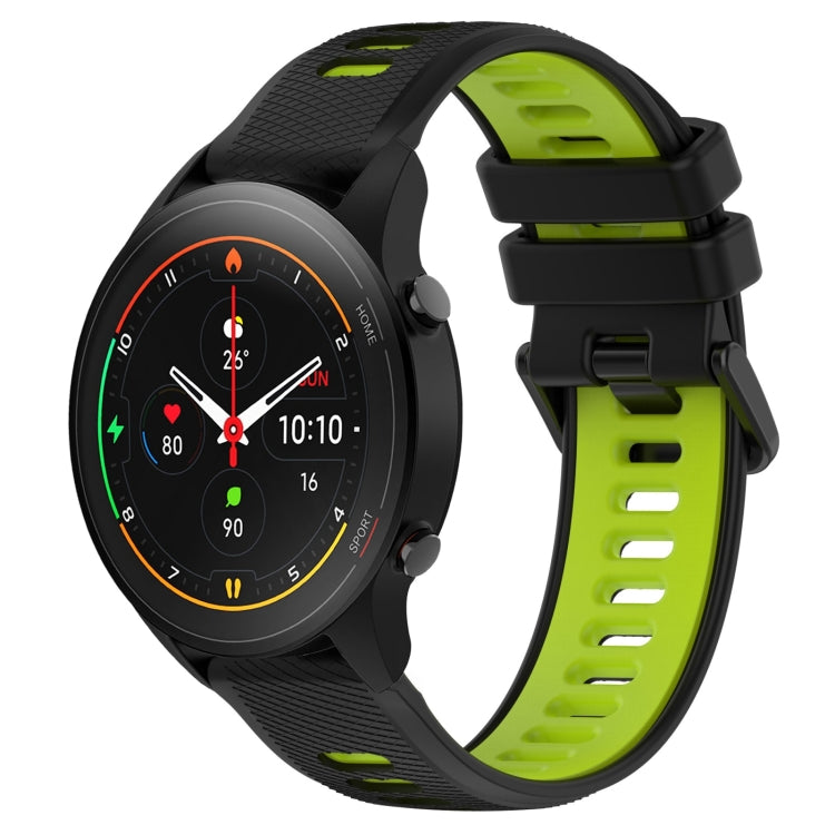 For Xiaomi MI Watch S1 Pro 22mm Sports Two-Color Silicone Watch Band(Black+Green) - Watch Bands by PMC Jewellery | Online Shopping South Africa | PMC Jewellery