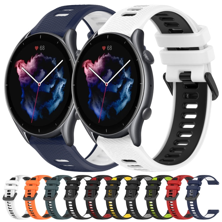 For Amazfit 3 22MM Sports Two-Color Silicone Watch Band(Midnight Blue+White) - Smart Wear by PMC Jewellery | Online Shopping South Africa | PMC Jewellery