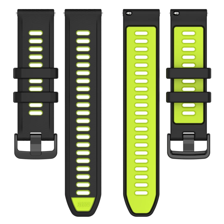 For Amazfit GTR 47mm 22MM Sports Two-Color Silicone Watch Band(Olive Green + Black) - Smart Wear by PMC Jewellery | Online Shopping South Africa | PMC Jewellery