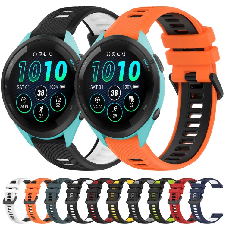 For Garmin Vivoactive 4 22mm Sports Two-Color Silicone Watch Band(Orange+Black) -  by PMC Jewellery | Online Shopping South Africa | PMC Jewellery