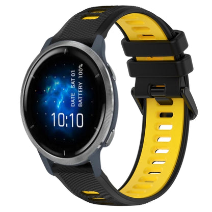 For Garmin Venu 2 22mm Sports Two-Color Silicone Watch Band(Black+Yellow) - Smart Wear by PMC Jewellery | Online Shopping South Africa | PMC Jewellery