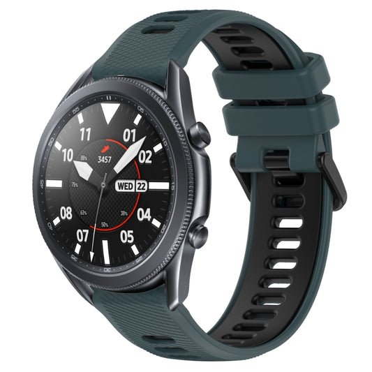 For Samsung Galaxy Watch3 45mm 22mm Sports Two-Color Silicone Watch Band(Olive Green+Black) - Smart Wear by PMC Jewellery | Online Shopping South Africa | PMC Jewellery