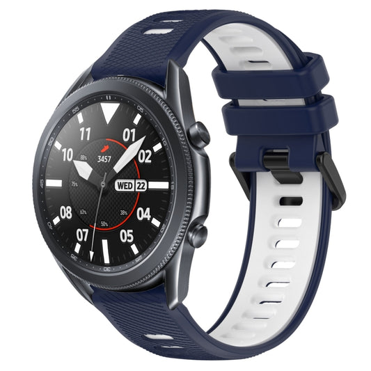 For Samsung Galaxy Watch3 45mm 22mm Sports Two-Color Silicone Watch Band(Midnight Blue+White) - Smart Wear by PMC Jewellery | Online Shopping South Africa | PMC Jewellery