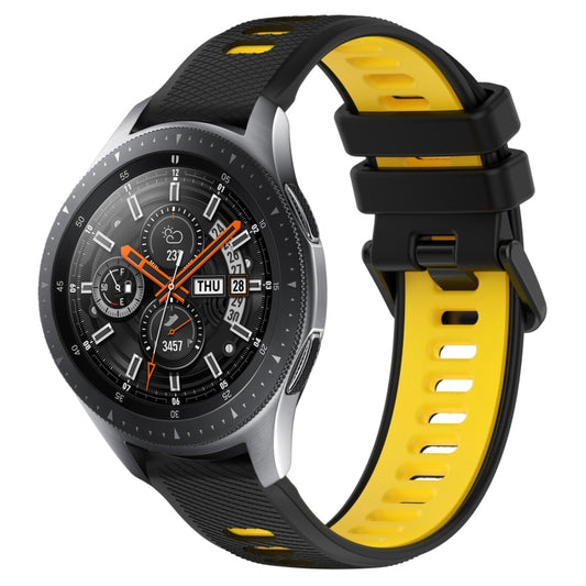 For Samsung Galaxy Watch 46mm 22mm Sports Two-Color Silicone Watch Band(Black+Yellow) - Smart Wear by PMC Jewellery | Online Shopping South Africa | PMC Jewellery