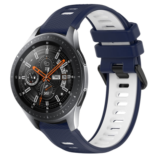 For Samsung Galaxy Watch 46mm 22mm Sports Two-Color Silicone Watch Band(Midnight Blue+White) - Smart Wear by PMC Jewellery | Online Shopping South Africa | PMC Jewellery