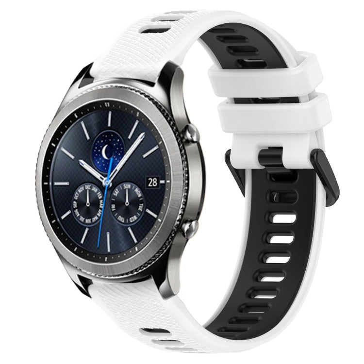 For Samsung Gear S3 Classic 22mm Sports Two-Color Silicone Watch Band(White+Black) - Smart Wear by PMC Jewellery | Online Shopping South Africa | PMC Jewellery