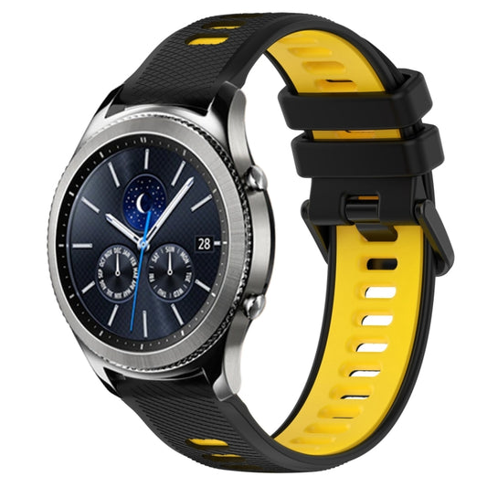 For Samsung Gear S3 Classic 22mm Sports Two-Color Silicone Watch Band(Black+Yellow) - Smart Wear by PMC Jewellery | Online Shopping South Africa | PMC Jewellery