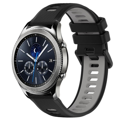 For Samsung Gear S3 Classic 22mm Sports Two-Color Silicone Watch Band(Black+Grey) - Smart Wear by PMC Jewellery | Online Shopping South Africa | PMC Jewellery