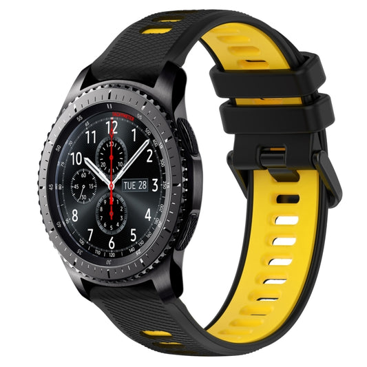 For Samsung Gear S3 Frontier 22mm Sports Two-Color Silicone Watch Band(Black+Yellow) - Smart Wear by PMC Jewellery | Online Shopping South Africa | PMC Jewellery