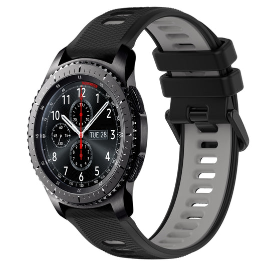 For Samsung Gear S3 Frontier 22mm Sports Two-Color Silicone Watch Band(Black+Grey) - Smart Wear by PMC Jewellery | Online Shopping South Africa | PMC Jewellery