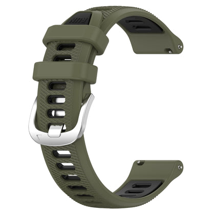 For Garmin Forerunner 265S 18mm Sports Two-Color Steel Buckle Silicone Watch Band(Army Green+Black) - Smart Wear by PMC Jewellery | Online Shopping South Africa | PMC Jewellery