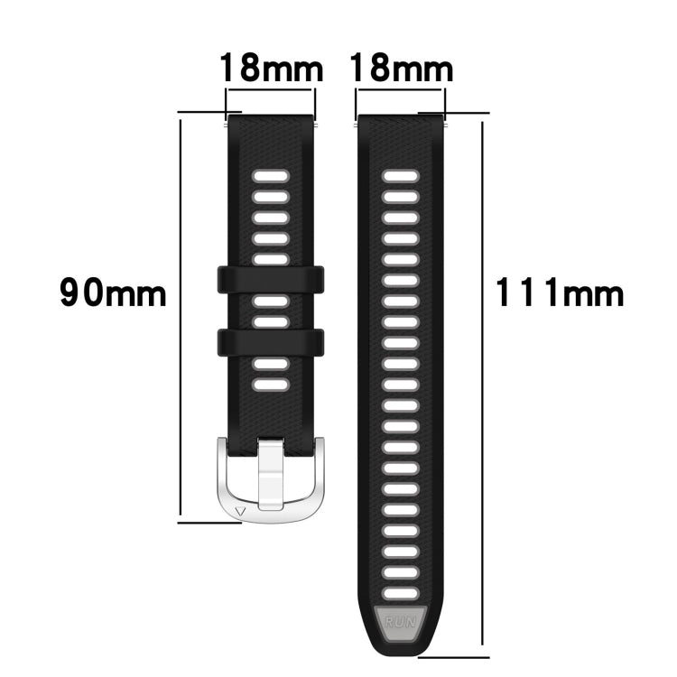For Garmin Forerunner 255S 18mm Sports Two-Color Steel Buckle Silicone Watch Band(Starlight+Black) - Smart Wear by PMC Jewellery | Online Shopping South Africa | PMC Jewellery