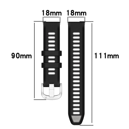 For Garmin Active S 18mm Sports Two-Color Steel Buckle Silicone Watch Band(Black+Grey) -  by PMC Jewellery | Online Shopping South Africa | PMC Jewellery