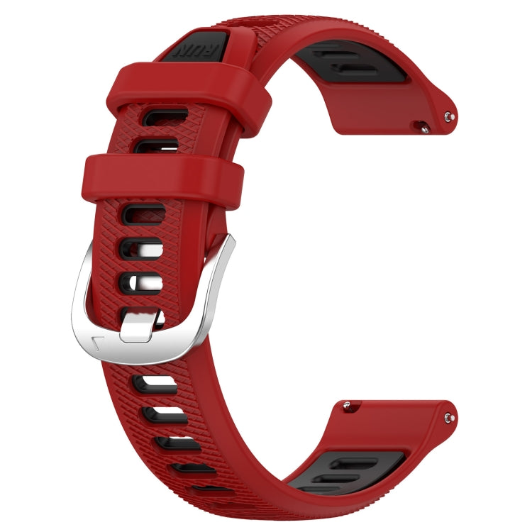 For Garmin Forerunner 265S Music 18mm Sports Two-Color Steel Buckle Silicone Watch Band(Red+Black) - Smart Wear by PMC Jewellery | Online Shopping South Africa | PMC Jewellery