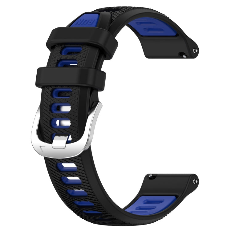 For Garmin Active S 18mm Sports Two-Color Steel Buckle Silicone Watch Band(Black+Blue) -  by PMC Jewellery | Online Shopping South Africa | PMC Jewellery