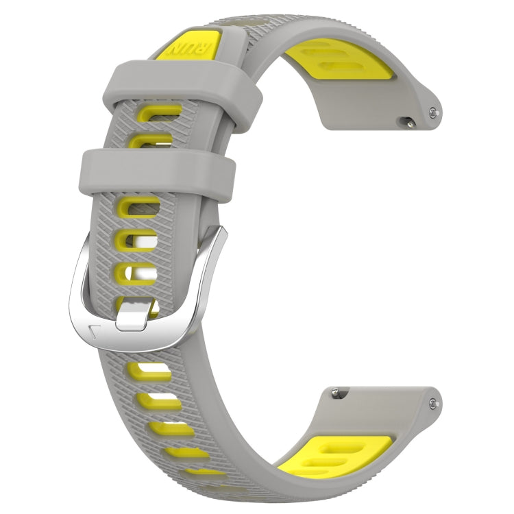 For Garmin Active S 18mm Sports Two-Color Steel Buckle Silicone Watch Band(Grey+Yellow) -  by PMC Jewellery | Online Shopping South Africa | PMC Jewellery