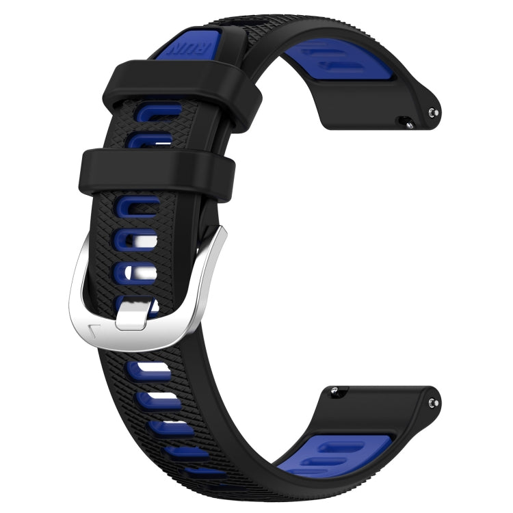 For Garmin Forerunner 255S 18mm Sports Two-Color Steel Buckle Silicone Watch Band(Black+Blue) - Smart Wear by PMC Jewellery | Online Shopping South Africa | PMC Jewellery