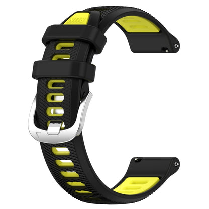 For Garmin Forerunner 255S 18mm Sports Two-Color Steel Buckle Silicone Watch Band(Black+Lime Green) - Smart Wear by PMC Jewellery | Online Shopping South Africa | PMC Jewellery