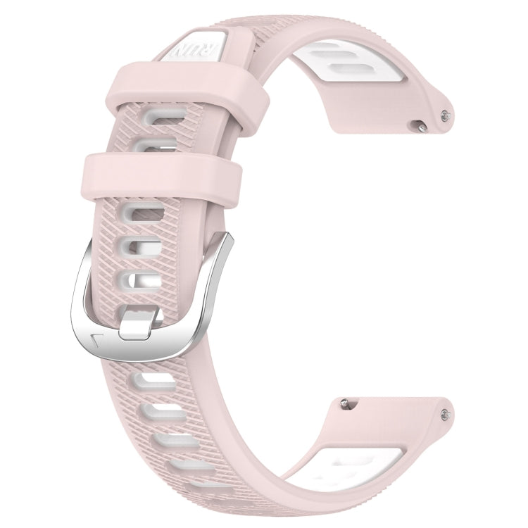 For Samsung Galaxy Watch5 44mm 20mm Sports Two-Color Steel Buckle Silicone Watch Band(Pink+White) - Smart Wear by PMC Jewellery | Online Shopping South Africa | PMC Jewellery