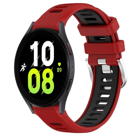 For Samsung Galaxy Watch5 44mm 20mm Sports Two-Color Steel Buckle Silicone Watch Band(Red+Black) - Smart Wear by PMC Jewellery | Online Shopping South Africa | PMC Jewellery