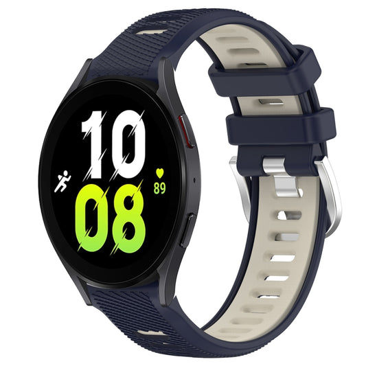 For Samsung Galaxy Watch5 44mm 20mm Sports Two-Color Steel Buckle Silicone Watch Band(Midnight Blue+Starlight) - Smart Wear by PMC Jewellery | Online Shopping South Africa | PMC Jewellery
