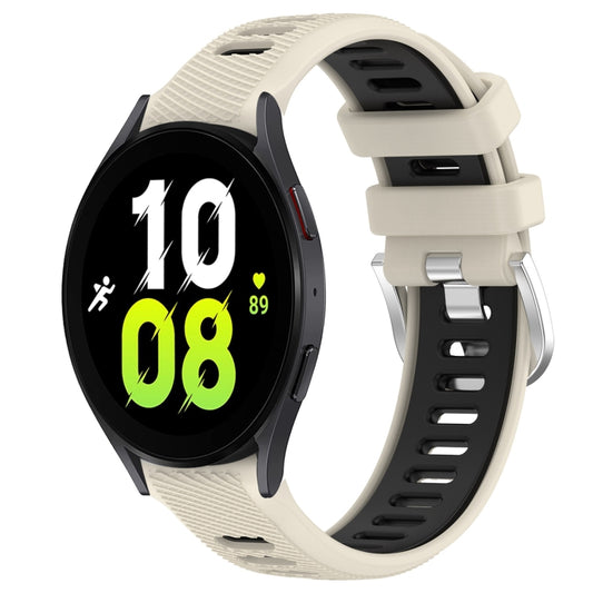 For Samsung Galaxy Watch5 44mm 20mm Sports Two-Color Steel Buckle Silicone Watch Band(Starlight+Black) - Smart Wear by PMC Jewellery | Online Shopping South Africa | PMC Jewellery