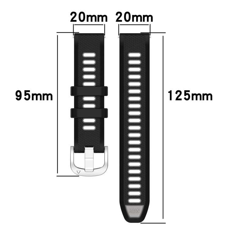 For Garmin move Trend 20mm Sports Two-Color Steel Buckle Silicone Watch Band(Black+Grey) - Smart Wear by PMC Jewellery | Online Shopping South Africa | PMC Jewellery