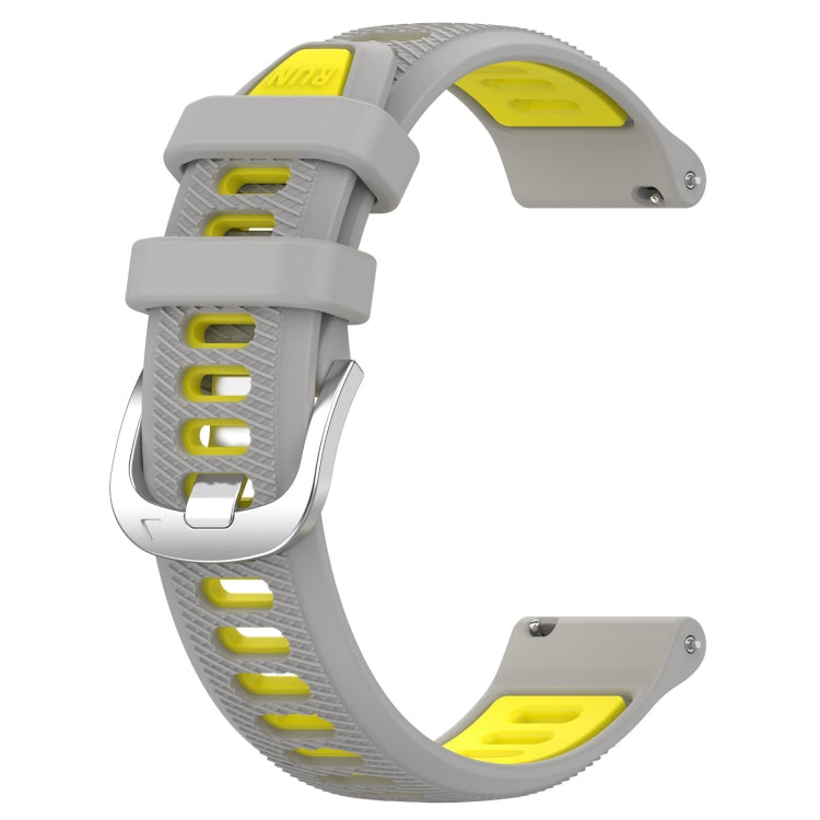 For Garmin Vivomove Sport 20mm Sports Two-Color Steel Buckle Silicone Watch Band(Grey+Yellow) - Smart Wear by PMC Jewellery | Online Shopping South Africa | PMC Jewellery