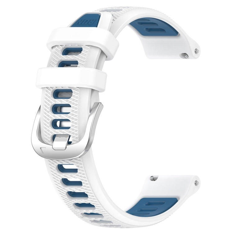 For Garmin Vivoactive3 20mm Sports Two-Color Steel Buckle Silicone Watch Band(White+Blue) -  by PMC Jewellery | Online Shopping South Africa | PMC Jewellery