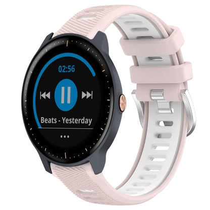 For Garmin Vivoactive3 Music 20mm Sports Two-Color Steel Buckle Silicone Watch Band(Pink+White) - Smart Wear by PMC Jewellery | Online Shopping South Africa | PMC Jewellery
