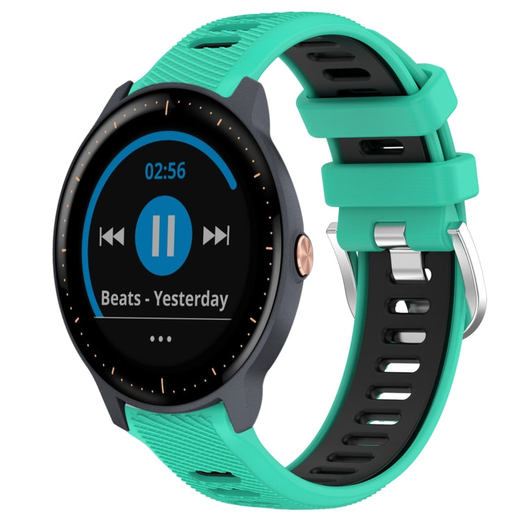 For Garmin Vivoactive3 Music 20mm Sports Two-Color Steel Buckle Silicone Watch Band(Lake Blue+Black) -  by PMC Jewellery | Online Shopping South Africa | PMC Jewellery