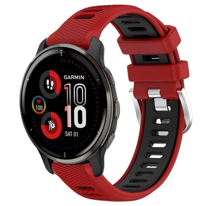 For Garmin Venu 2 Plus 20mm Sports Two-Color Steel Buckle Silicone Watch Band(Red+Black) -  by PMC Jewellery | Online Shopping South Africa | PMC Jewellery