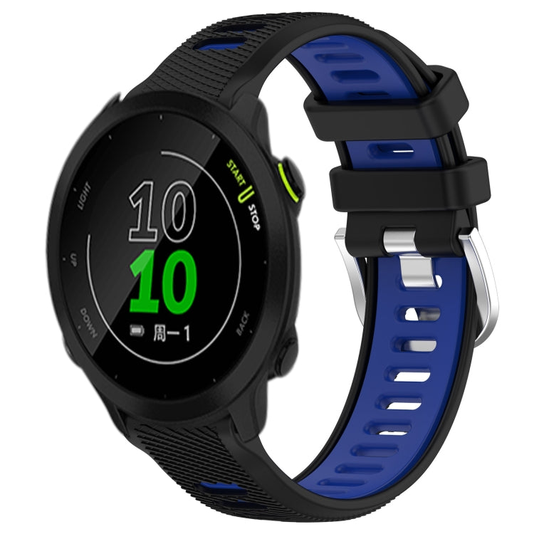 For Garmin Forerunner 158 20mm Sports Two-Color Steel Buckle Silicone Watch Band(Black+Blue) -  by PMC Jewellery | Online Shopping South Africa | PMC Jewellery