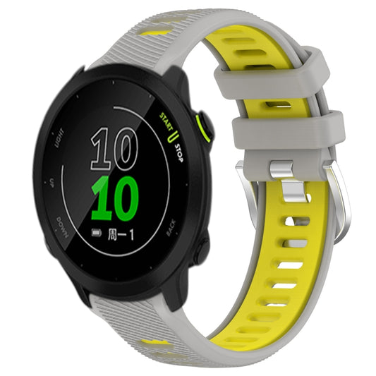 For Garmin Forerunner 158 20mm Sports Two-Color Steel Buckle Silicone Watch Band(Grey+Yellow) - Smart Wear by PMC Jewellery | Online Shopping South Africa | PMC Jewellery