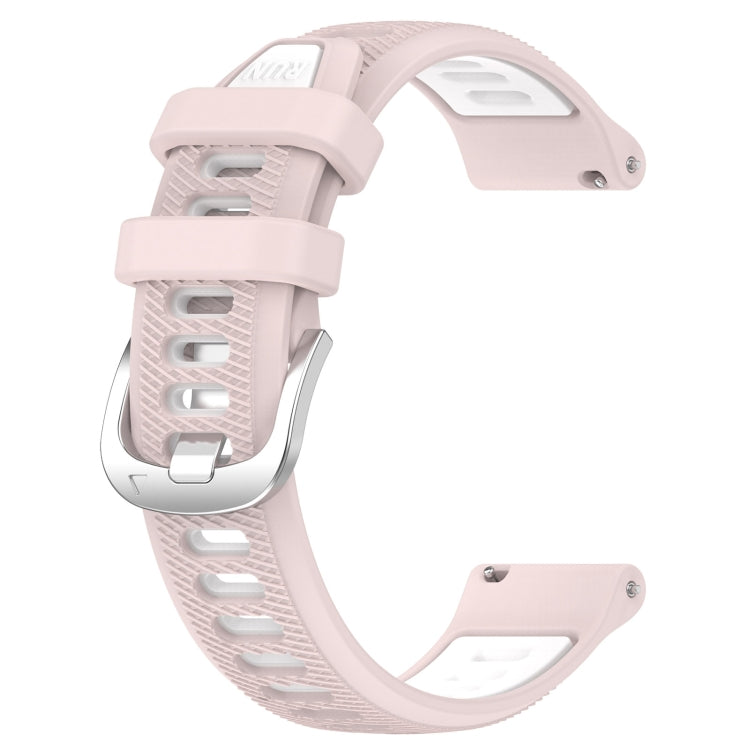 For Garmin VivoMove Luxe 20mm Sports Two-Color Steel Buckle Silicone Watch Band(Pink+White) - Smart Wear by PMC Jewellery | Online Shopping South Africa | PMC Jewellery