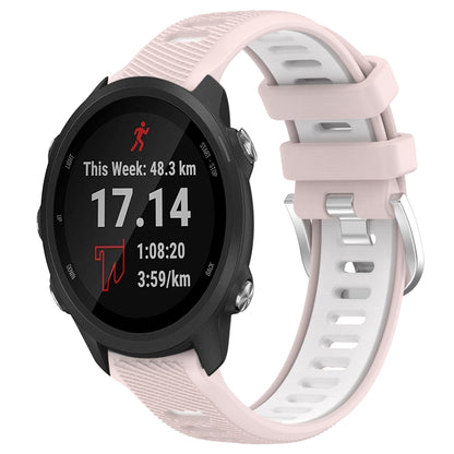 For Garmin Forerunner 245 20mm Sports Two-Color Steel Buckle Silicone Watch Band(Pink+White) -  by PMC Jewellery | Online Shopping South Africa | PMC Jewellery