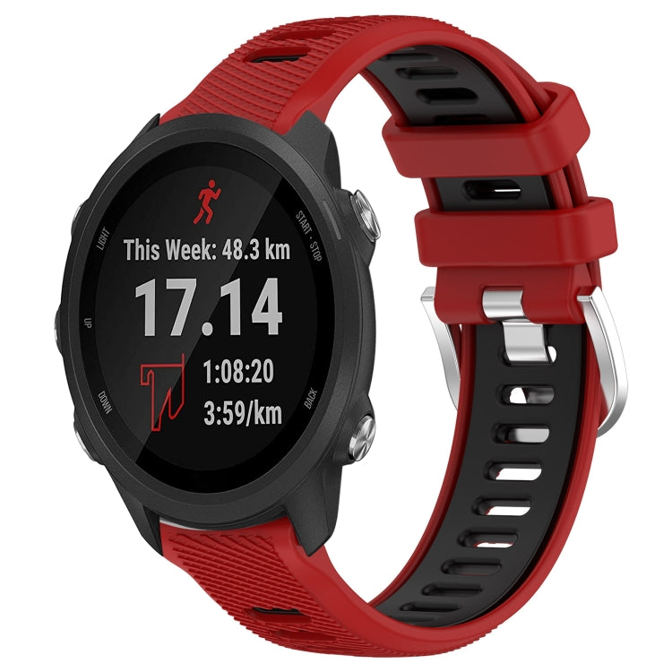 For Garmin Forerunner 245 Music 20mm Sports Two-Color Steel Buckle Silicone Watch Band(Red+Black) -  by PMC Jewellery | Online Shopping South Africa | PMC Jewellery