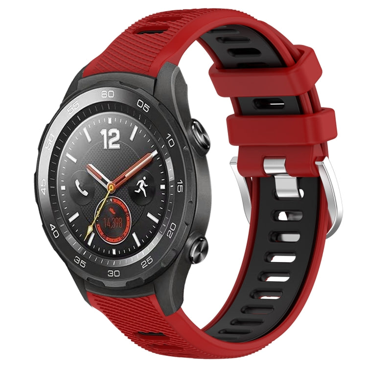 For Huawei Watch 2 20mm Sports Two-Color Steel Buckle Silicone Watch Band(Red+Black) -  by PMC Jewellery | Online Shopping South Africa | PMC Jewellery