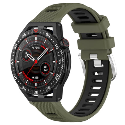 For Huawei Watch GT3 SE 22mm Sports Two-Color Steel Buckle Silicone Watch Band(Army Green+Black) - Smart Wear by PMC Jewellery | Online Shopping South Africa | PMC Jewellery
