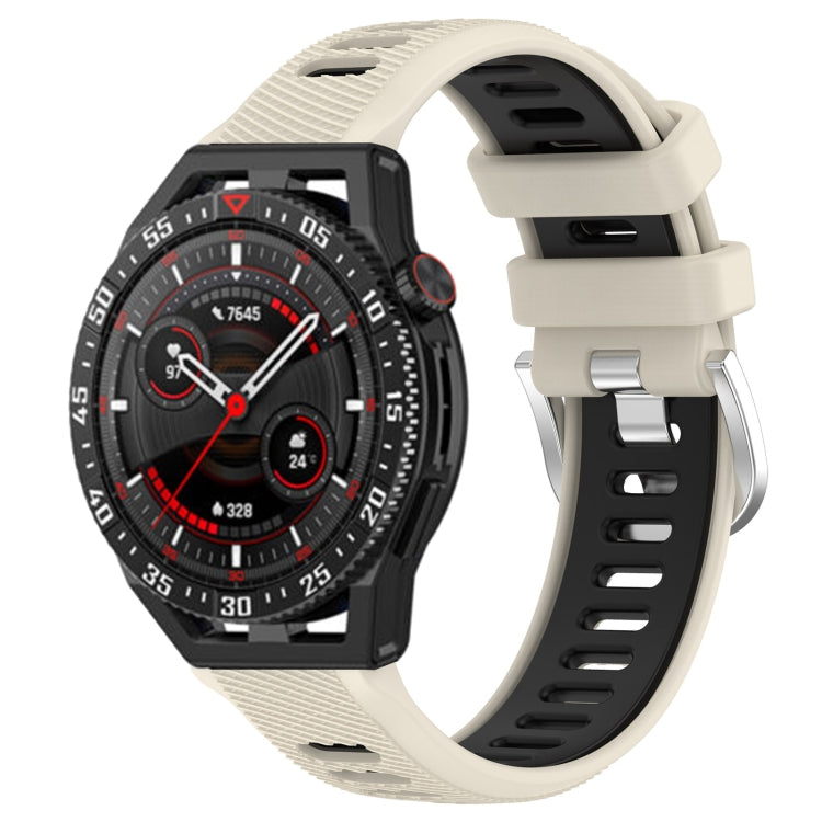 For Huawei Watch GT3 SE 22mm Sports Two-Color Steel Buckle Silicone Watch Band(Starlight+Black) -  by PMC Jewellery | Online Shopping South Africa | PMC Jewellery