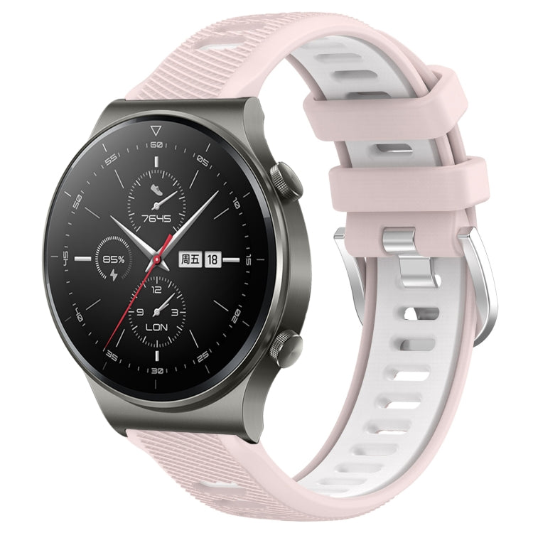 For Huawei GT2 Pro 22mm Sports Two-Color Steel Buckle Silicone Watch Band(Pink+White) - Smart Wear by PMC Jewellery | Online Shopping South Africa | PMC Jewellery