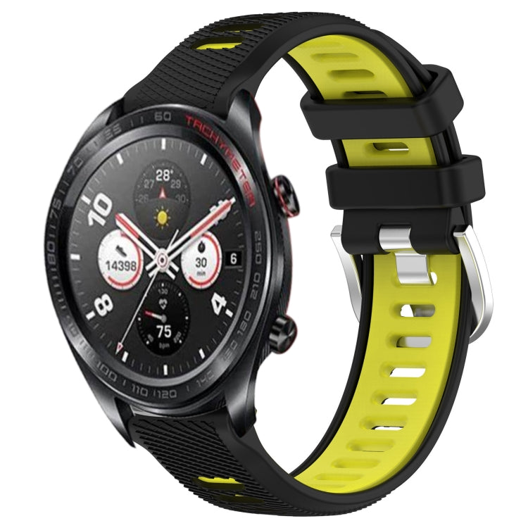 For Honor Watch Dream 22mm Sports Two-Color Steel Buckle Silicone Watch Band(Black+Lime Green) - Smart Wear by PMC Jewellery | Online Shopping South Africa | PMC Jewellery