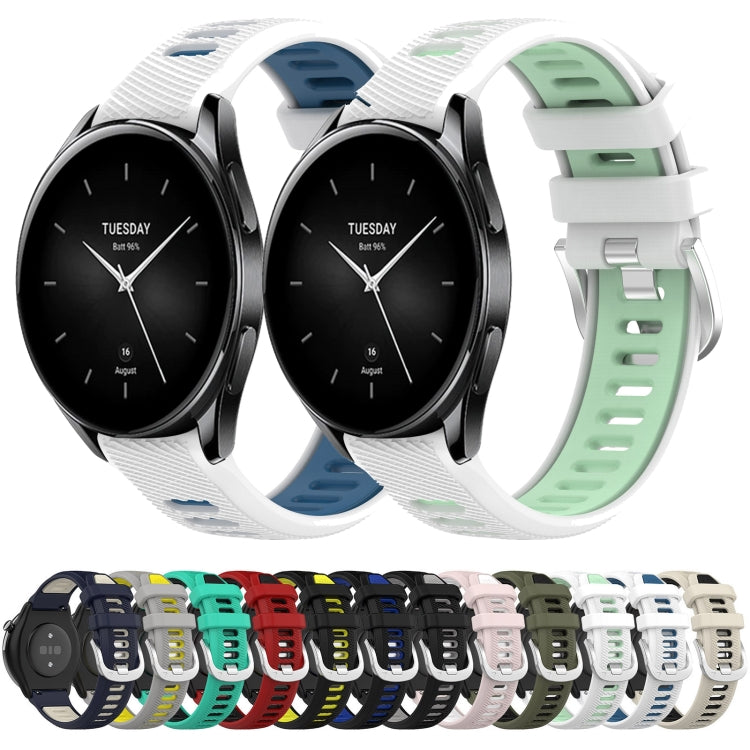 For Xiaomi MI Watch Color 22mm Sports Two-Color Steel Buckle Silicone Watch Band(Black+Blue) - Smart Wear by PMC Jewellery | Online Shopping South Africa | PMC Jewellery