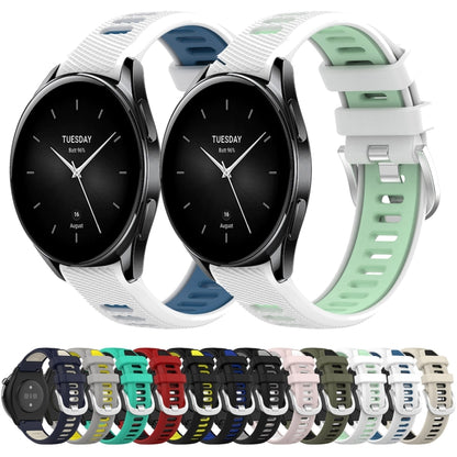 For Xiaomi MI Watch Color 2 22mm Sports Two-Color Steel Buckle Silicone Watch Band(White+Teal) - Smart Wear by PMC Jewellery | Online Shopping South Africa | PMC Jewellery