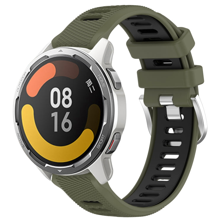 For Xiaomi Watch S1 Active 22mm Sports Two-Color Steel Buckle Silicone Watch Band(Army Green+Black) - Smart Wear by PMC Jewellery | Online Shopping South Africa | PMC Jewellery