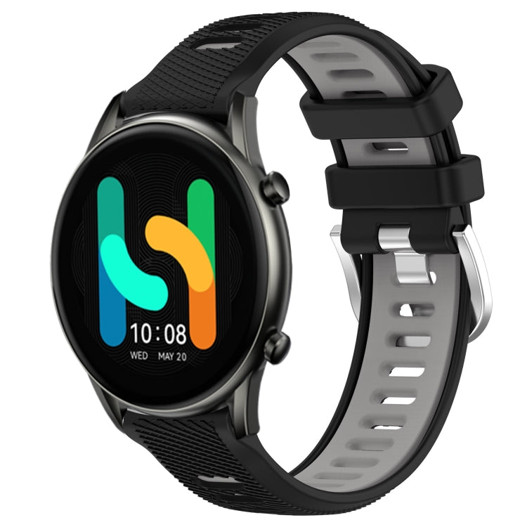 For Xiaomi MI Watch Color 22mm Sports Two-Color Steel Buckle Silicone Watch Band(Black+Grey) - Smart Wear by PMC Jewellery | Online Shopping South Africa | PMC Jewellery