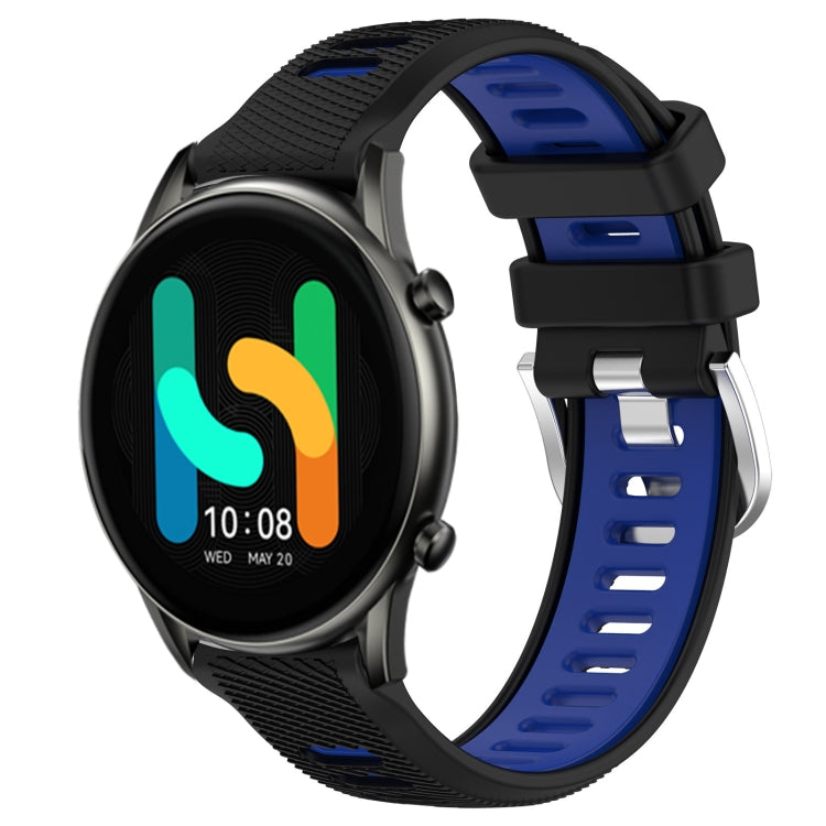 For Xiaomi MI Watch Color 22mm Sports Two-Color Steel Buckle Silicone Watch Band(Black+Blue) - Smart Wear by PMC Jewellery | Online Shopping South Africa | PMC Jewellery